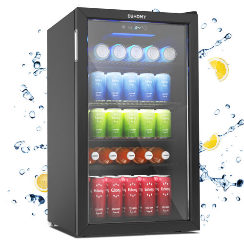 Euhomy 120 Cans (12 oz.) Freestanding Beverage Refrigerator with Wine